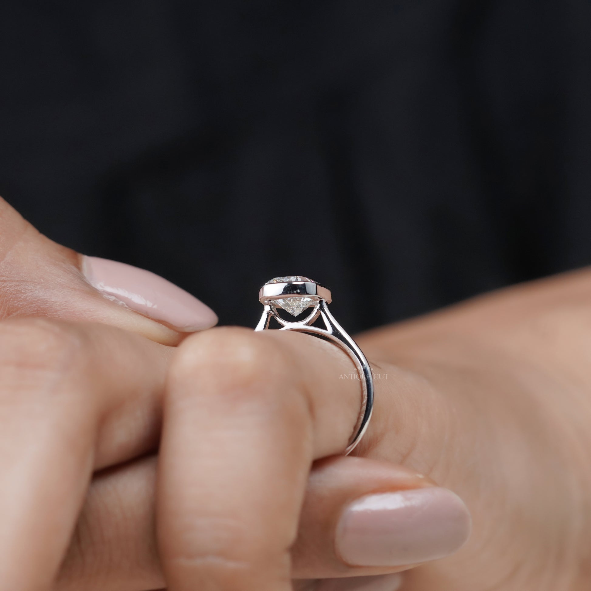 Cushion 2.00ct Lab Grown Diamond Bezel Set Solitaire Engagement Ring | IGI Certified