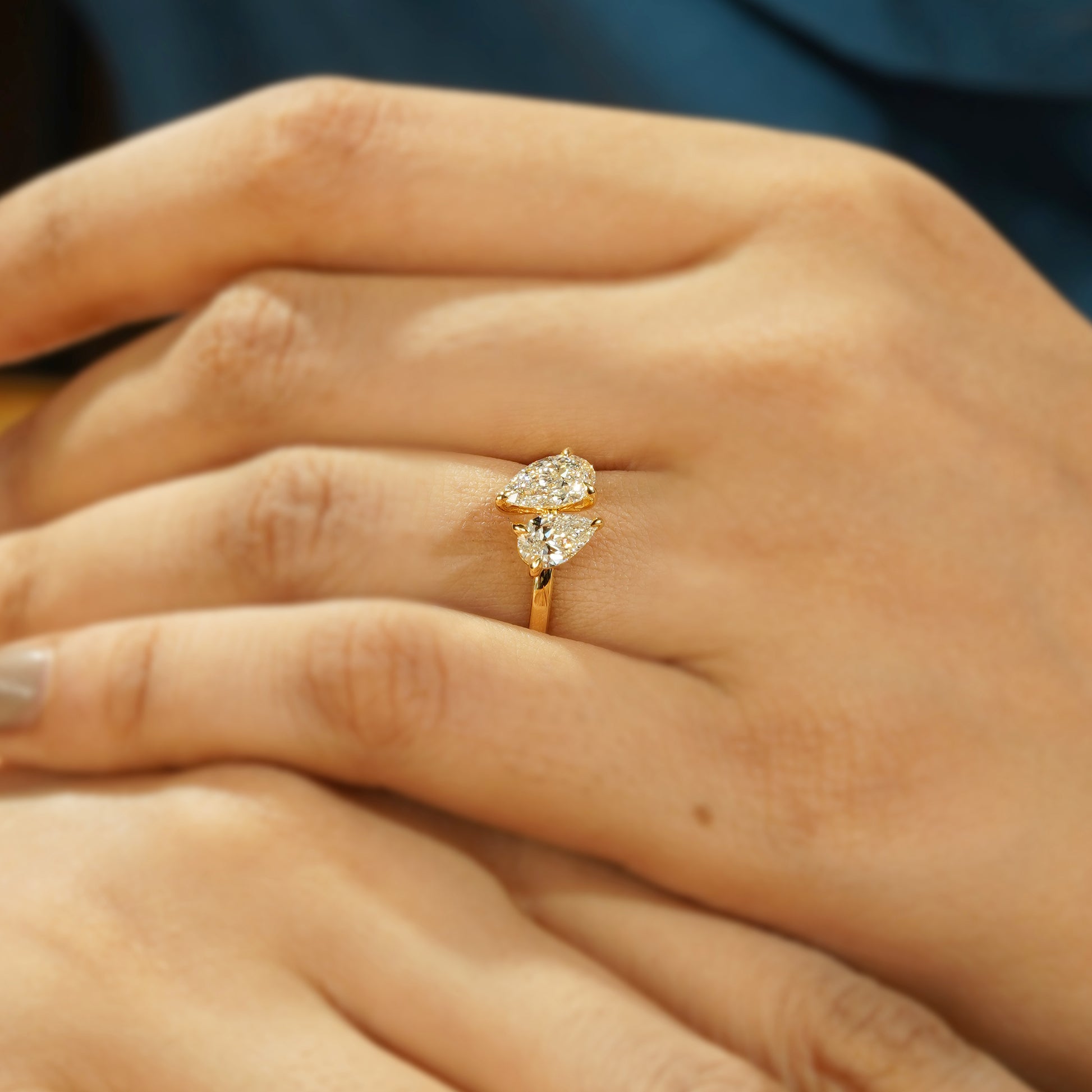 Double Pear 1.30tcw Lab-Grown Diamond Toi Et Moi Engagement Ring | IGI Certified | D-E-F Color VVS–VS