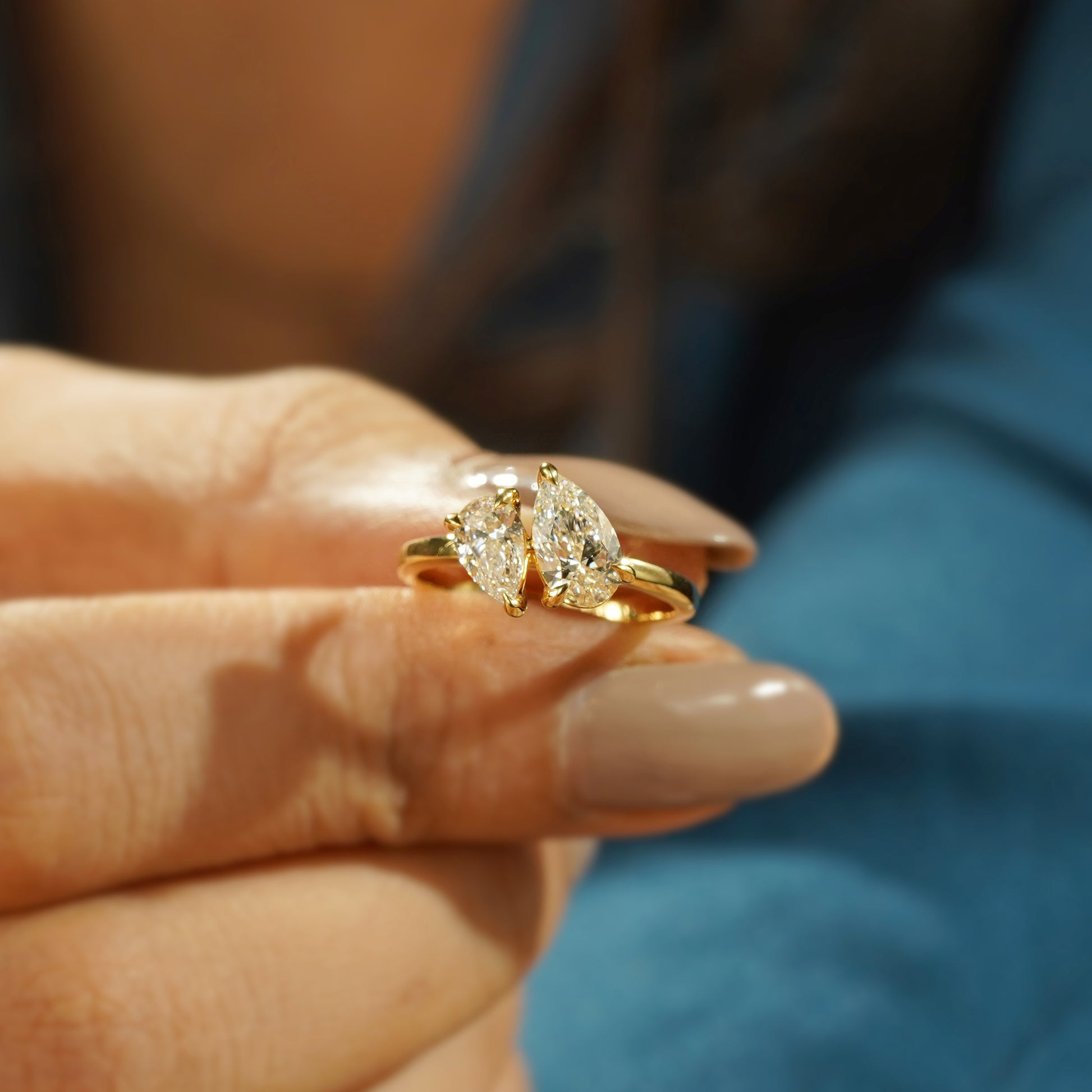 Double Pear 1.30tcw Lab-Grown Diamond Toi Et Moi Engagement Ring | IGI Certified | D-E-F Color VVS–VS