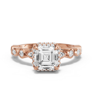 Image for Asscher Dual Halo Ring with Alternating Marquise band