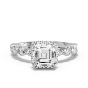 Image for Asscher Dual Halo Ring with Alternating Marquise band