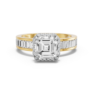 Image for Asscher Dual Halo Ring with Baguette Channel band