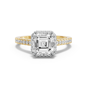Image for Asscher Dual Halo Ring with Cathedral Pave band