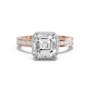 Image for Asscher Dual Halo Ring with Channel band