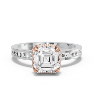 Image for Asscher Dual Halo Ring with Channel band