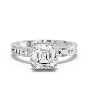 Image for Asscher Dual Halo Ring with Channel band