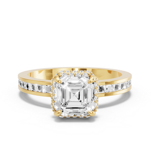 Image for Asscher Dual Halo Ring with Channel band