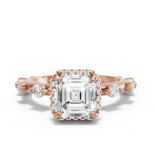 Image for Asscher Dual Halo Ring with Floating Station band