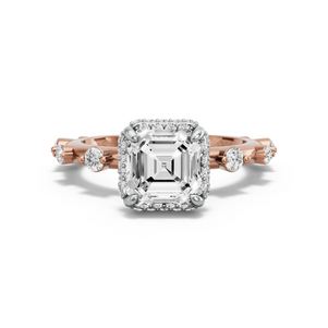 Image for Asscher Dual Halo Ring with Floating Station band