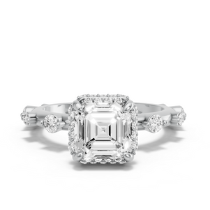 Image for Asscher Dual Halo Ring with Floating Station band