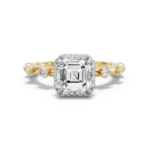 Image for Asscher Dual Halo Ring with Floating Station band