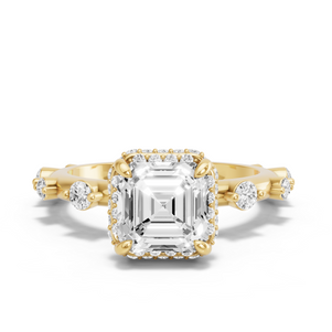 Image for Asscher Dual Halo Ring with Floating Station band
