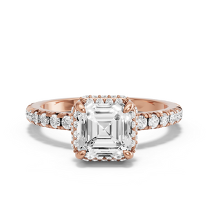 Image for Asscher Dual Halo Ring with French Pave band