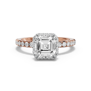 Image for Asscher Dual Halo Ring with French Pave band