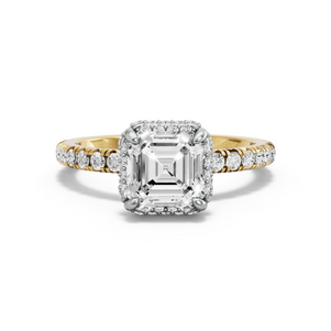 Image for Asscher Dual Halo Ring with French Pave band