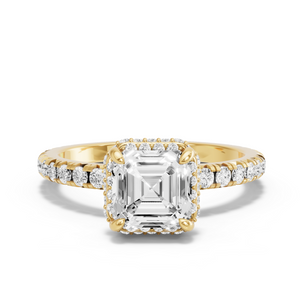 Image for Asscher Dual Halo Ring with French Pave band