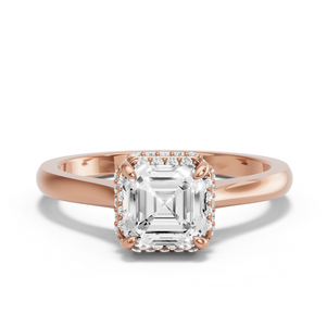 Image for Asscher Dual Halo Ring with Knife Edge Cathedral band