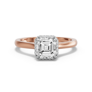 Image for Asscher Dual Halo Ring with Knife Edge Cathedral band