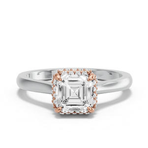 Image for Asscher Dual Halo Ring with Knife Edge Cathedral band
