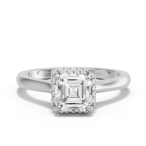 Image for Asscher Dual Halo Ring with Knife Edge Cathedral band
