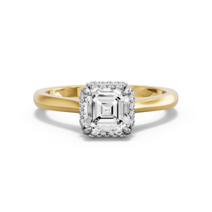 Image for Asscher Dual Halo Ring with Knife Edge Cathedral band
