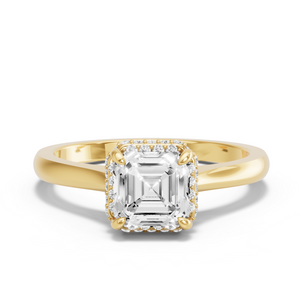 Image for Asscher Dual Halo Ring with Knife Edge Cathedral band