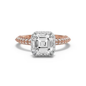 Image for Asscher Dual Halo Ring with Knife Edge Pave band