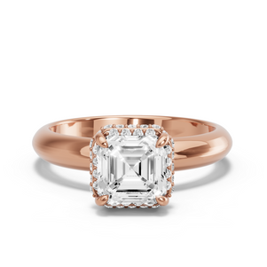 Image for Asscher Dual Halo Ring with Knife Edge Solitaire band