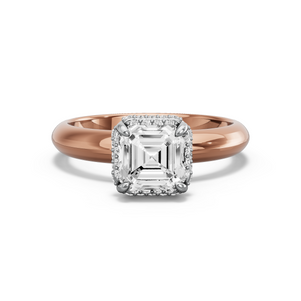 Image for Asscher Dual Halo Ring with Knife Edge Solitaire band