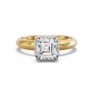 Image for Asscher Dual Halo Ring with Knife Edge Solitaire band