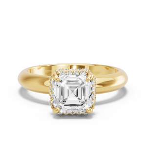 Image for Asscher Dual Halo Ring with Knife Edge Solitaire band