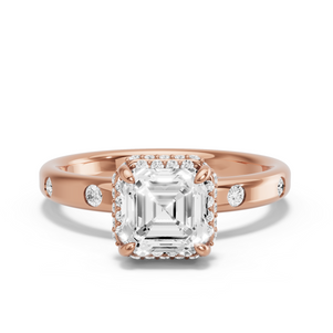 Image for Asscher Dual Halo Ring with Sleek Accent band