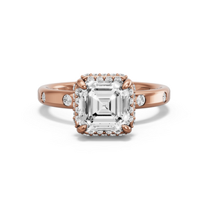 Image for Asscher Dual Halo Ring with Sleek Accent band in 14K Yellow Gold
