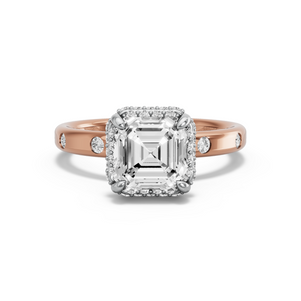 Image for Asscher Dual Halo Ring with Sleek Accent band