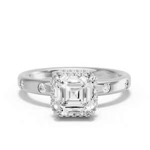 Image for Asscher Dual Halo Ring with Sleek Accent band