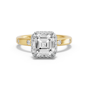 Image for Asscher Dual Halo Ring with Sleek Accent band