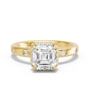 Image for Asscher Dual Halo Ring with Sleek Accent band