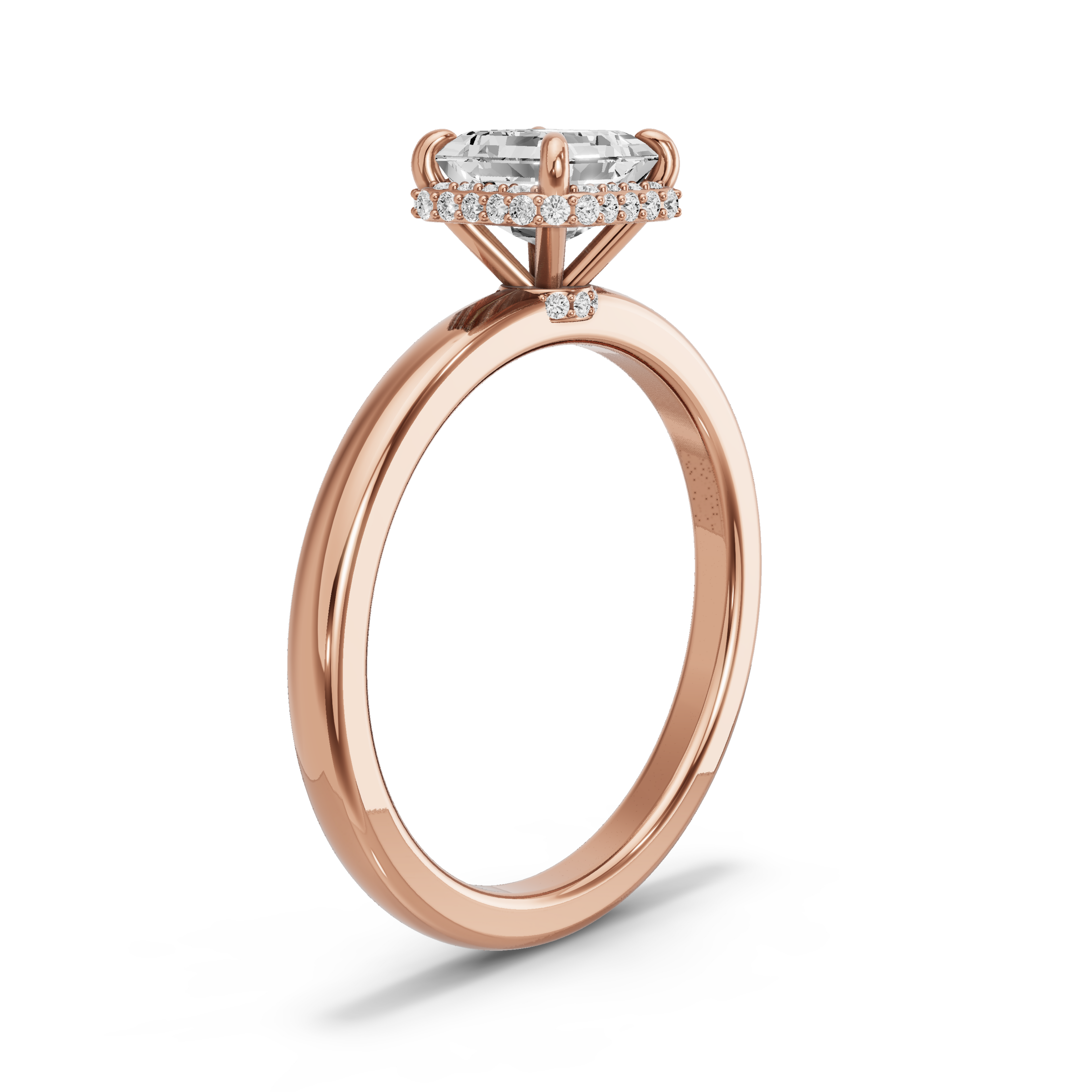 Image for Asscher Dual Halo Ring with Solitaire band in 10K Yellow Gold