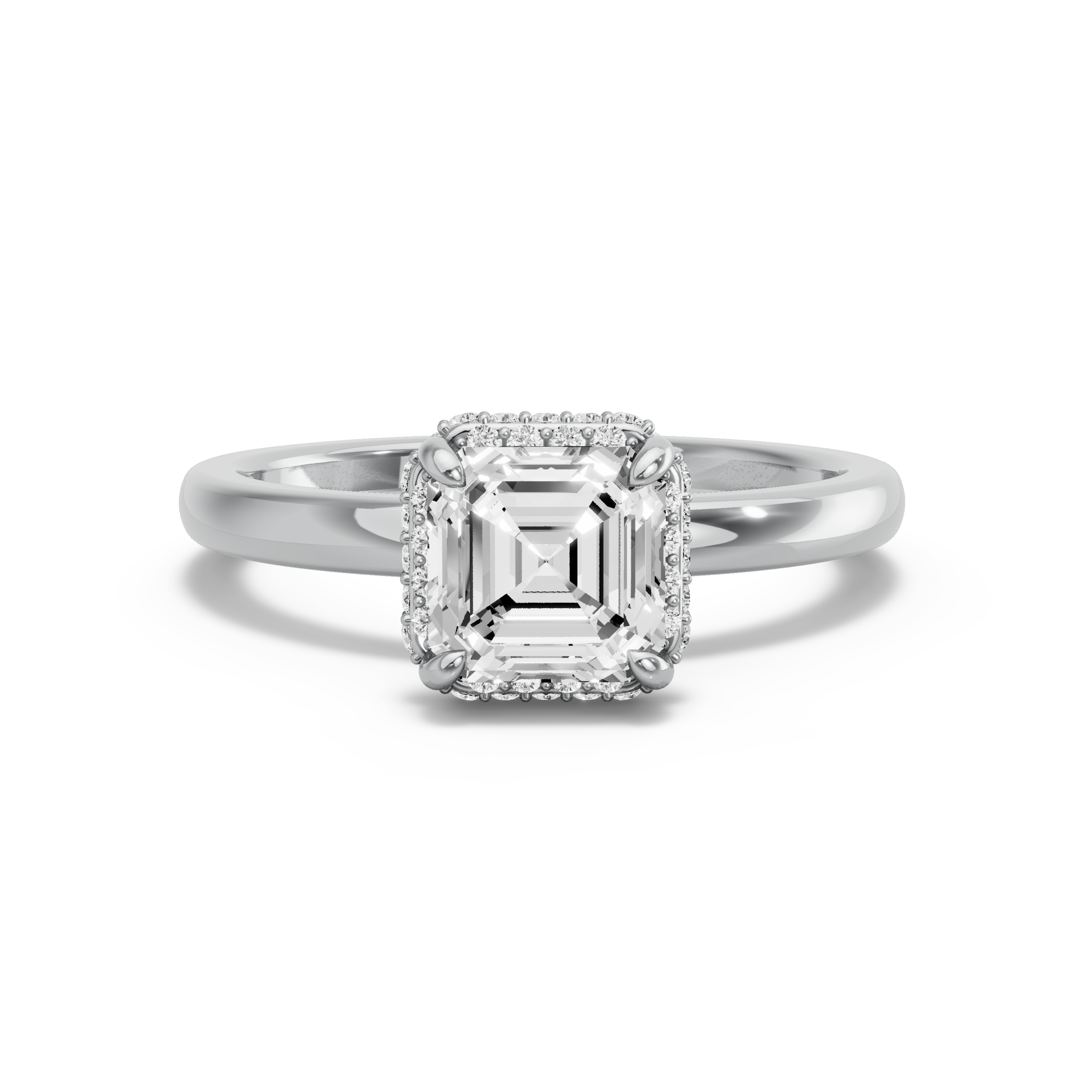 Image for Asscher Dual Halo Ring with Sleek Accent band in 950 Platinum