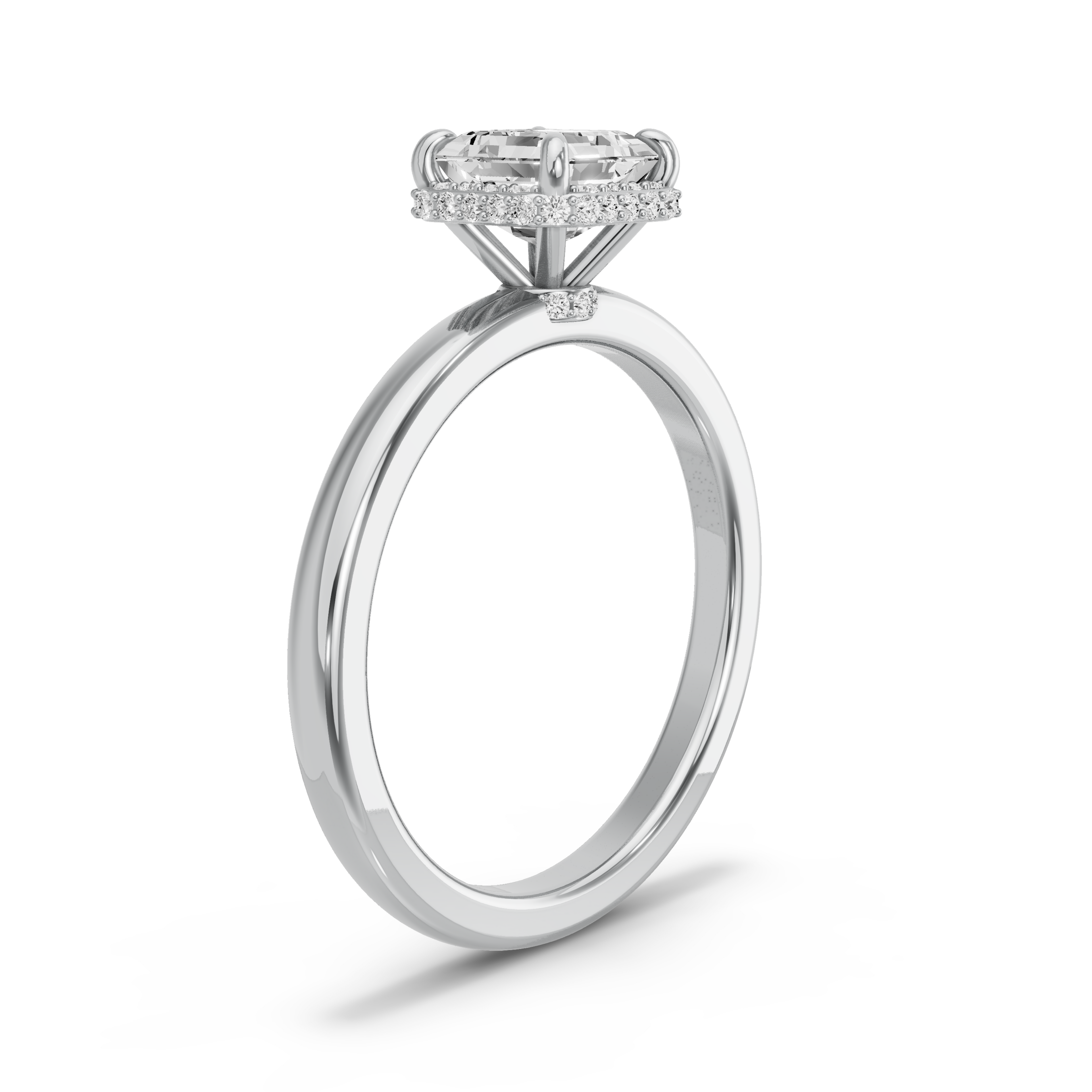 Image for Asscher Dual Halo Ring with Solitaire band in 10K Two Tone Rose Gold