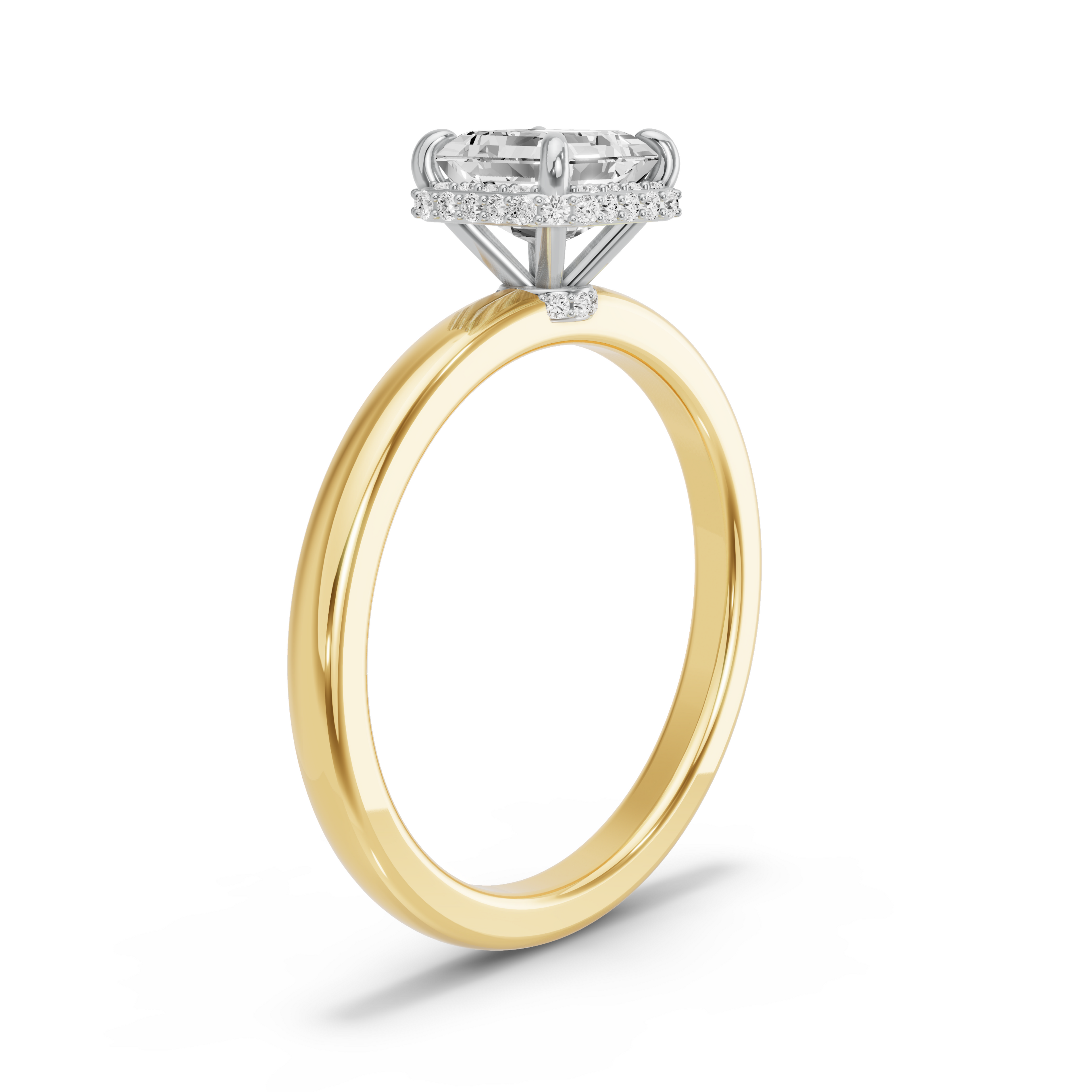 Image for Asscher Dual Halo Ring with Solitaire band in 10K Rose Gold