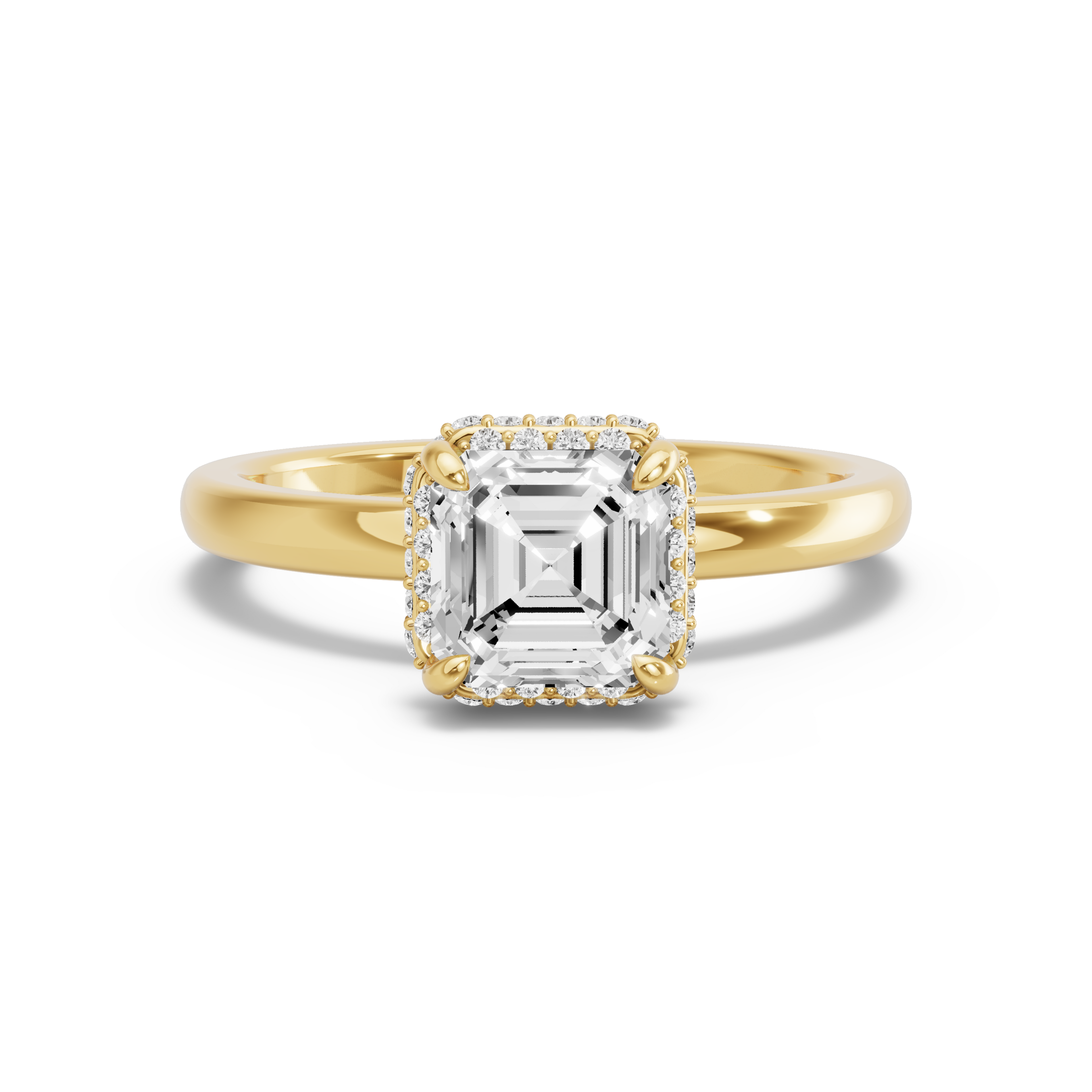 Image for Asscher Dual Halo Ring with Solitaire band in 18K White Gold