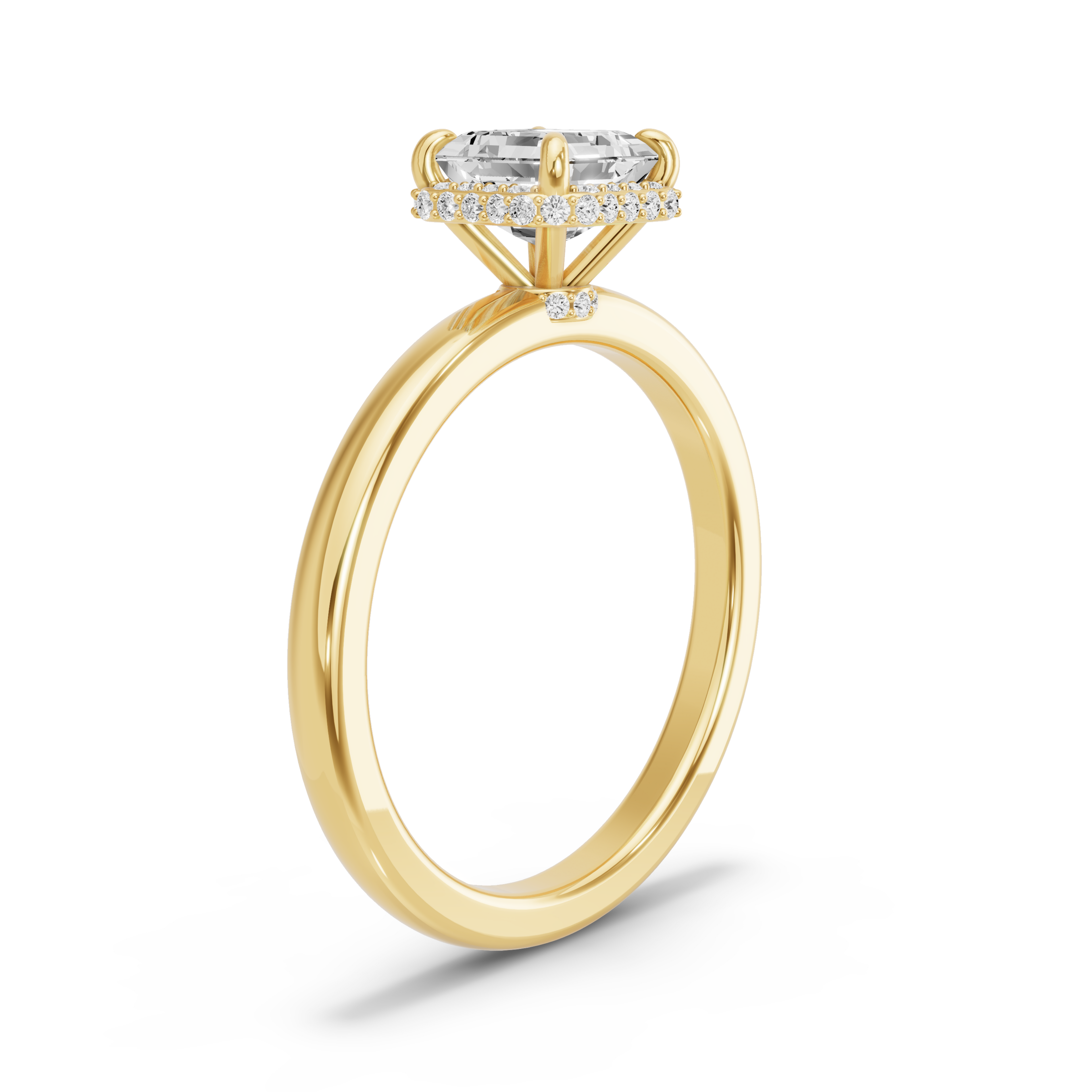 Image for Asscher Dual Halo Ring with Solitaire band in 10K White Gold