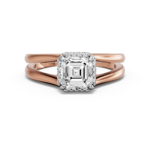 Image for Asscher Dual Halo Ring with Split Ring Solitaire band