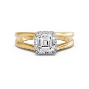Image for Asscher Dual Halo Ring with Split Ring Solitaire band