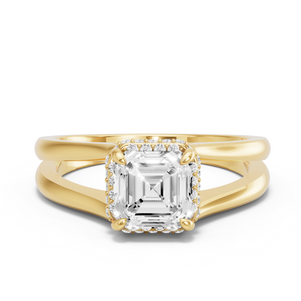 Image for Asscher Dual Halo Ring with Split Ring Solitaire band