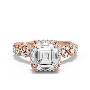 Image for Asscher Dual Halo Ring with Twist Pave band