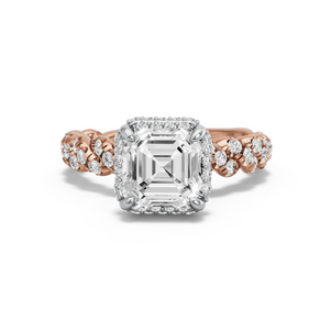 Image for Asscher Dual Halo Ring with Twist Pave band