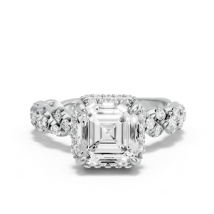 Image for Asscher Dual Halo Ring with Twist Pave band