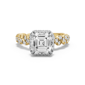 Image for Asscher Dual Halo Ring with Twist Pave band